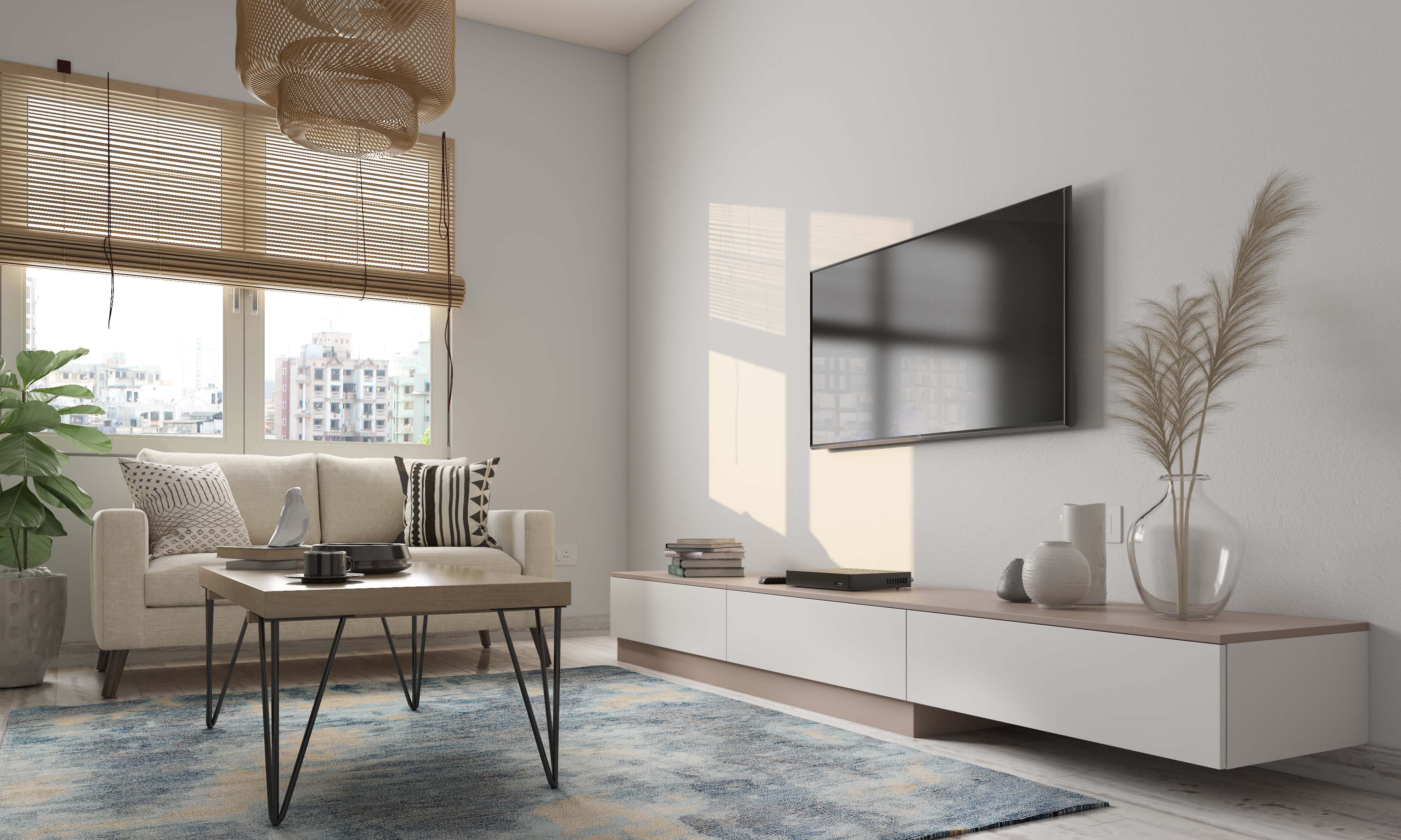 Luxury open plan living room interior design